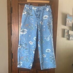 Blue Floral Print Women’s Jeans